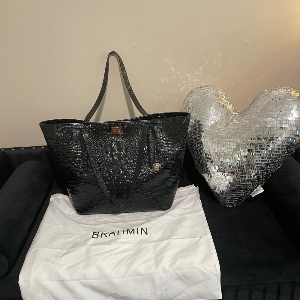 Brahmin Black and Gold Tote Elegant and Versatile